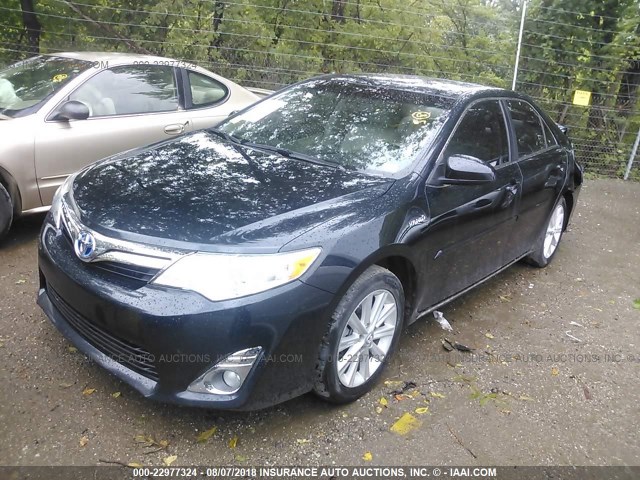 4T1BD1FKXEU141262 - 2014 TOYOTA CAMRY HYBRID/LE/XLE BLUE photo 2