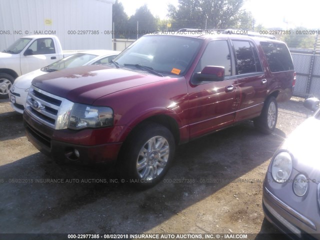 1FMJK2A50DEF59864 - 2013 FORD EXPEDITION EL LIMITED RED photo 2