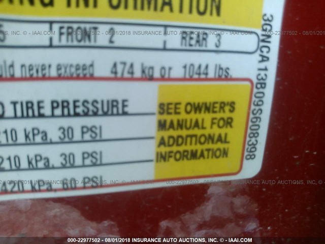 3GNCA13B09S608398 - 2009 CHEVROLET HHR LS Qırmızı foto 9