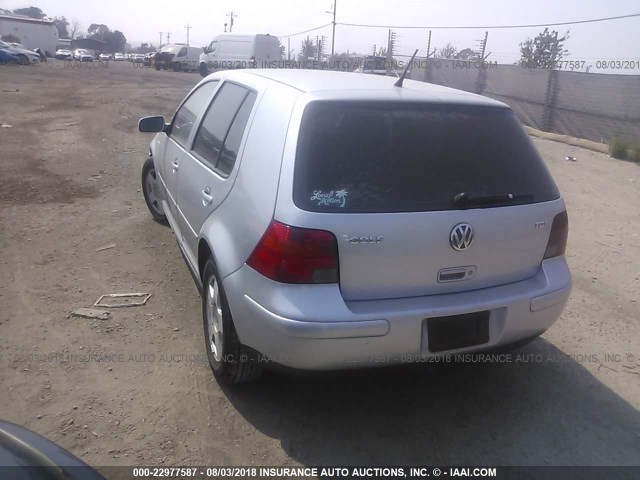 9BWGP61J214081460 - 2001 VOLKSWAGEN GOLF GLS TDI SILVER photo 3