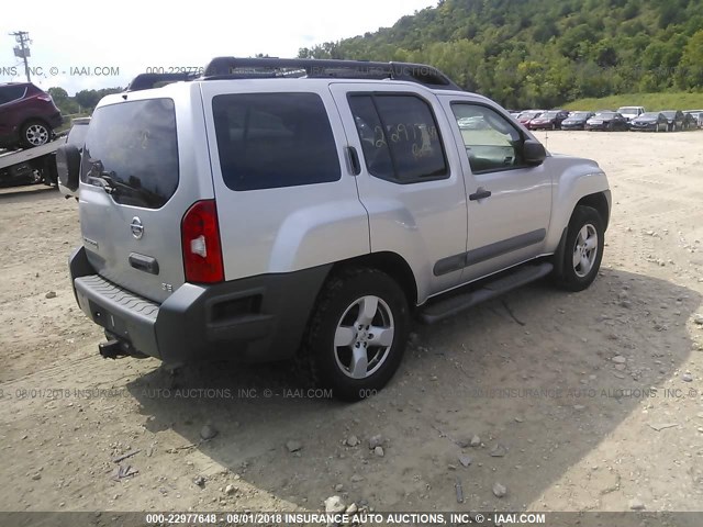 5N1AN08W55C618544 - 2005 NISSAN XTERRA OFF ROAD/S/SE SILVER photo 4