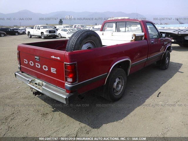 1B7GR14X2JS747512 - 1988 DODGE DAKOTA RED photo 4