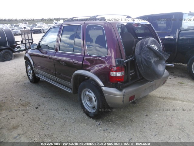 KNDJB723X15046647 - 2001 KIA SPORTAGE MAROON photo 3