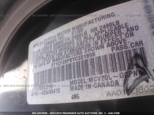 2T1CF28P8YC331998 - 2000 TOYOTA CAMRY SOLARA SE/SLE Gümüş foto 4