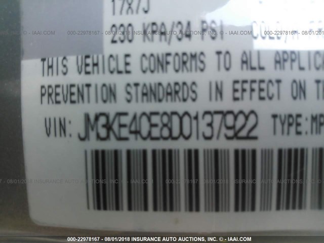 JM3KE4CE8D0137922 - 2013 MAZDA CX-5 TOURING GRAY photo 9