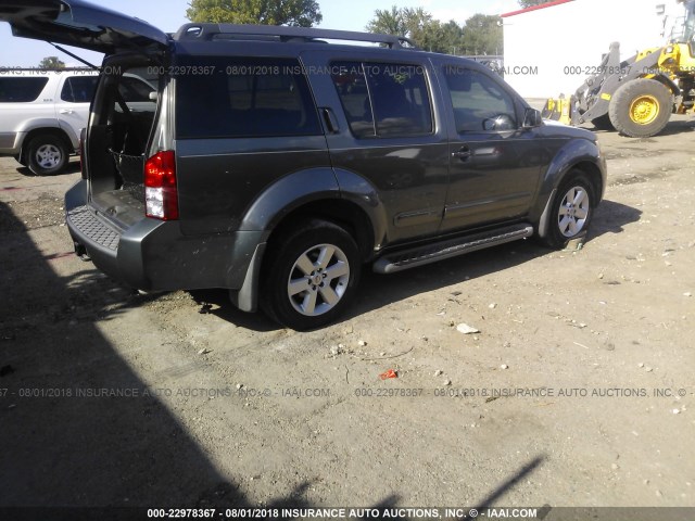 5N1AR18U58C663917 - 2008 NISSAN PATHFINDER S/LE/SE GRAY photo 4