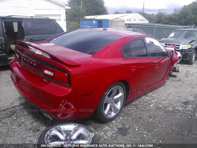 2C3CDXCT3DH550637 - 2013 DODGE CHARGER R/T RED photo 4