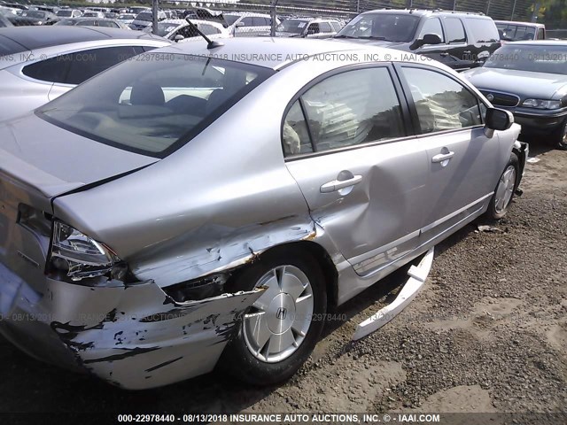 JHMFA36276S005368 - 2006 HONDA CIVIC HYBRID SILVER photo 6