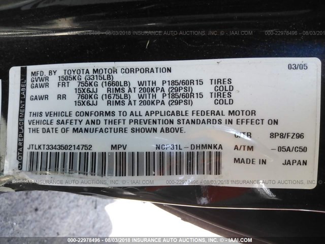 JTLKT334350214752 - 2005 TOYOTA SCION XB Tünd mavi foto 9