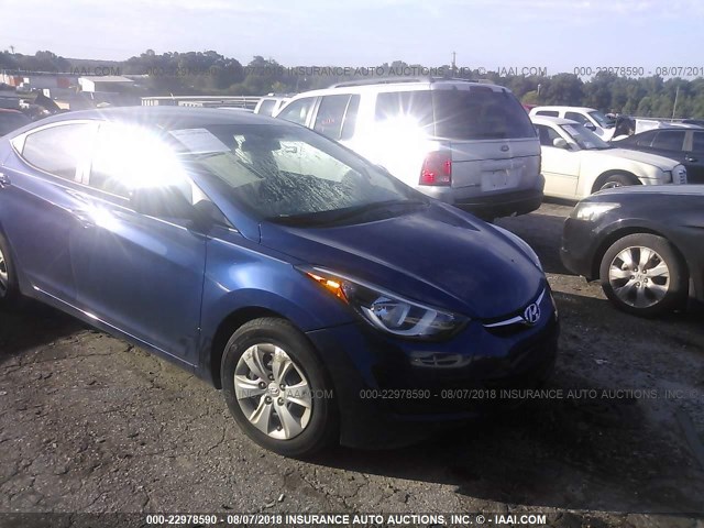 5NPDH4AE8GH747922 - 2016 HYUNDAI ELANTRA SE/SPORT/LIMITED BLUE photo 1