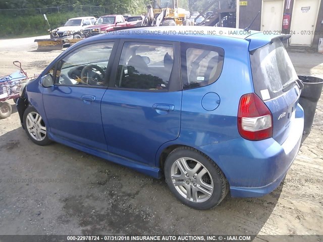 JHMGD38617S016833 - 2007 HONDA FIT S 蓝色 照片 3