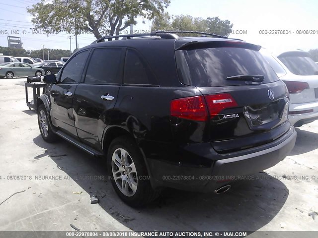 2HNYD28458H554789 - 2008 ACURA MDX TECHNOLOGY BLACK photo 3