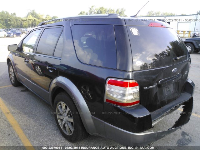 1FMDK05W68GA18431 - 2008 FORD TAURUS X SEL BLACK photo 3