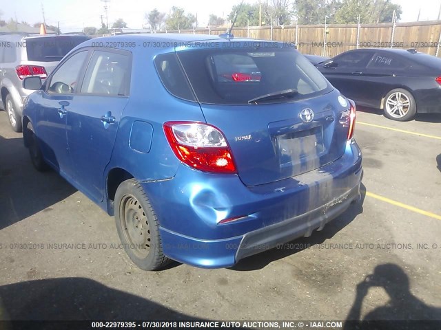 2T1KE40E39C006679 - 2009 TOYOTA COROLLA MATRIX S BLUE photo 3