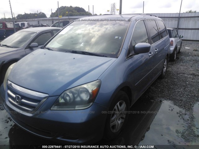 5FNRL38496B128853 - 2006 HONDA ODYSSEY EX BLUE photo 2