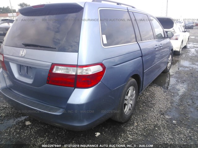 5FNRL38496B128853 - 2006 HONDA ODYSSEY EX BLUE photo 4