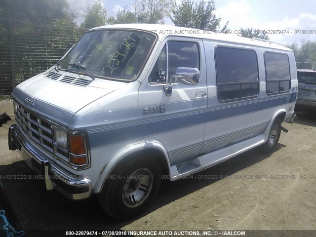 2B6HB21Y3LK704567 - 1990 DODGE RAM VAN B250 WHITE photo 2