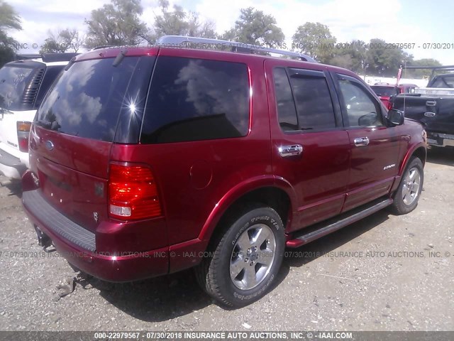 1FMZU75WX4ZB01786 - 2004 FORD EXPLORER LIMITED RED photo 4