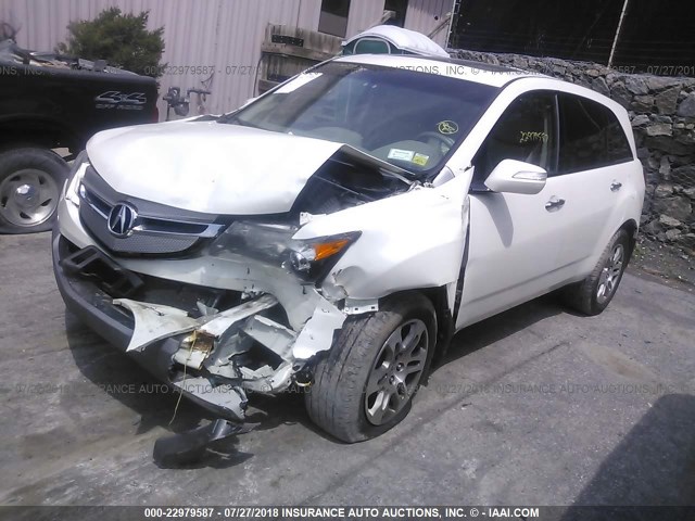 2HNYD28609H505244 - 2009 ACURA MDX TECHNOLOGY WHITE photo 2