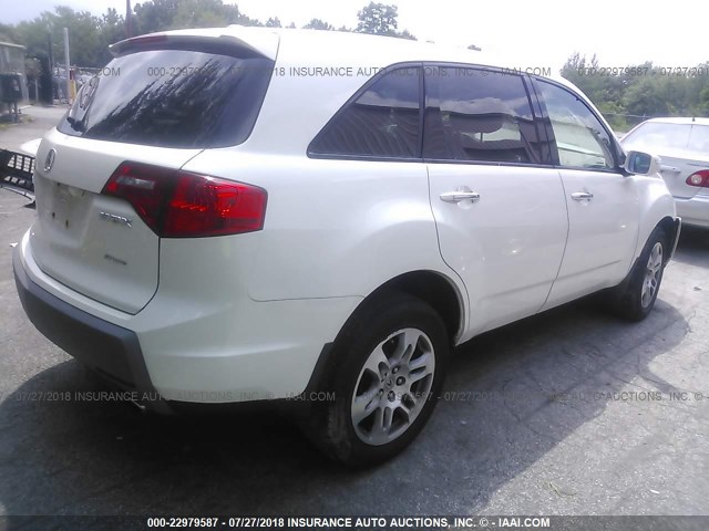 2HNYD28609H505244 - 2009 ACURA MDX TECHNOLOGY WHITE photo 4