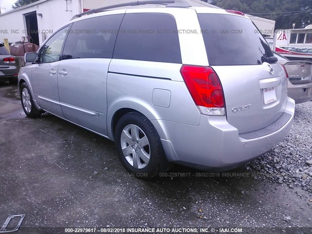 5N1BV28U35N122497 - 2005 NISSAN QUEST S/SE/SL SILVER photo 3