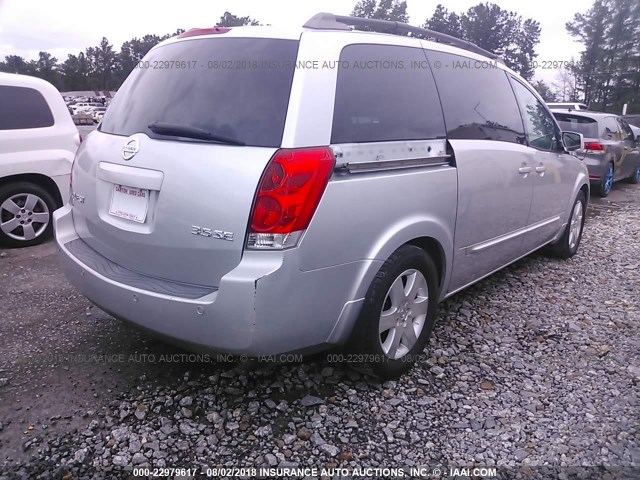 5N1BV28U35N122497 - 2005 NISSAN QUEST S/SE/SL SILVER photo 4