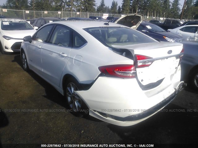 3FA6P0LU1HR383694 - 2017 FORD FUSION SE HYBRID WHITE photo 3