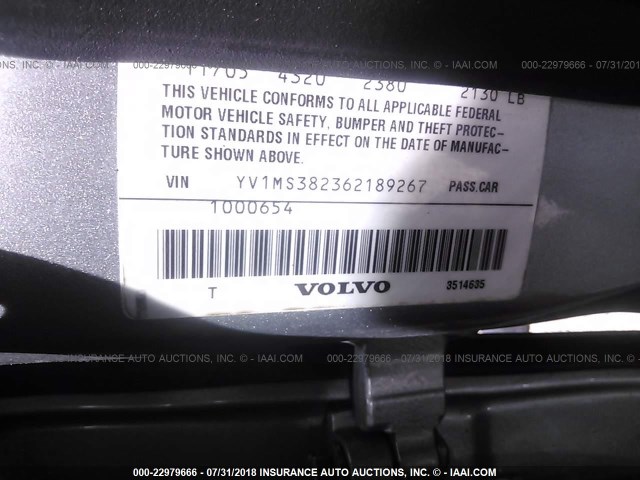 YV1MS382362189267 - 2006 VOLVO S40 2.4I GRAY photo 9