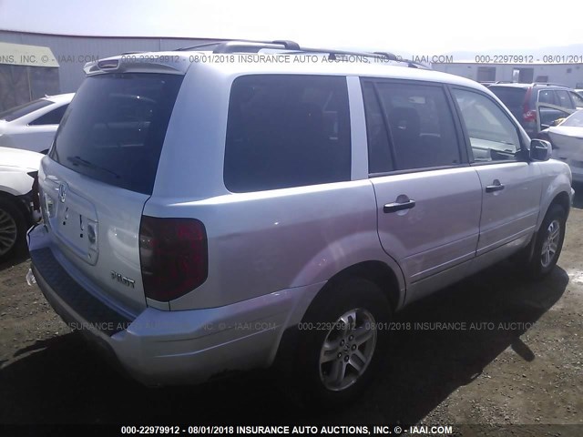 2HKYF18415H568959 - 2005 HONDA PILOT EX SILVER photo 4