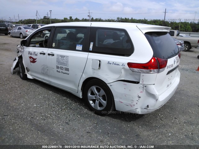 5TDZK3DC5DS281271 - 2013 TOYOTA SIENNA WHITE photo 3