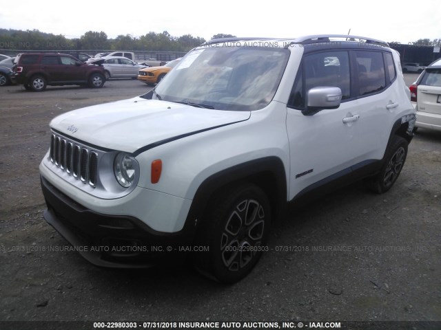 ZACCJADT1GPC89365 - 2016 JEEP RENEGADE LIMITED WHITE photo 2