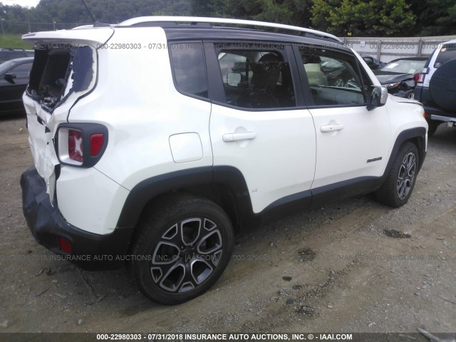 ZACCJADT1GPC89365 - 2016 JEEP RENEGADE LIMITED WHITE photo 4