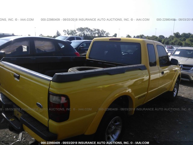 1FTYR14V62PB20111 - 2002 FORD RANGER SUPER CAB YELLOW photo 4