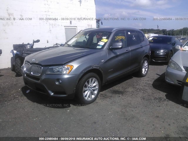 5UXWX9C5XD0D07359 - 2013 BMW X3 XDRIVE28I GRAY photo 2