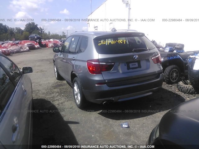 5UXWX9C5XD0D07359 - 2013 BMW X3 XDRIVE28I GRAY photo 3