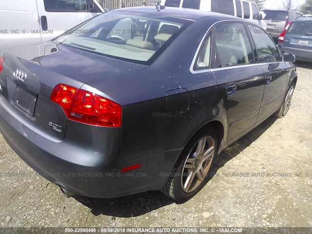 WAUDF78E27A206527 - 2007 AUDI A4 2.0T QUATTRO BLUE photo 4