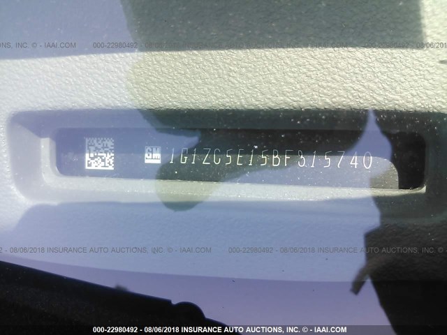 1G1ZC5E15BF315740 - 2011 CHEVROLET MALIBU 1LT შავი ფოტო 9