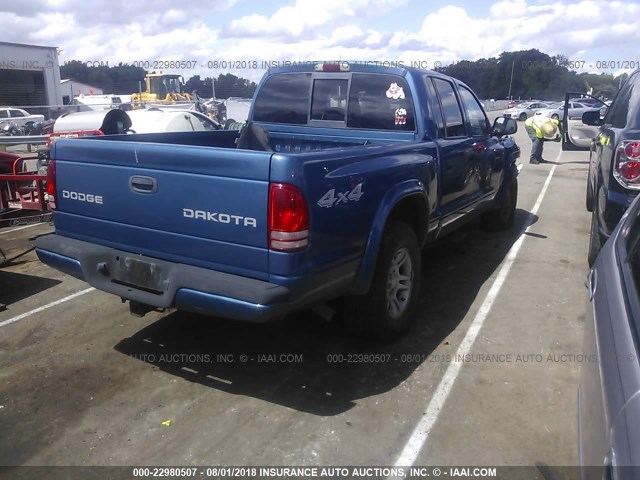 1D7HG38Z33S189714 - 2003 DODGE DAKOTA QUAD SPORT BLUE photo 4