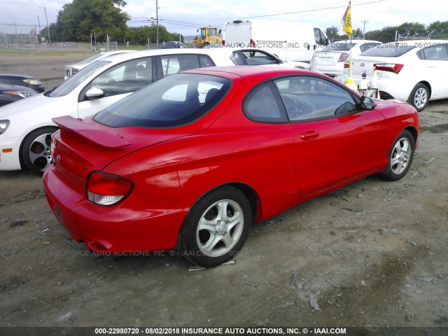 KMHJG25F11U219936 - 2001 HYUNDAI TIBURON RED photo 4