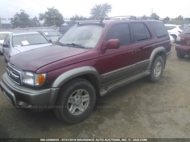 JT3GN87R2Y0172128 - 2000 TOYOTA 4RUNNER LIMITED MAROON photo 2