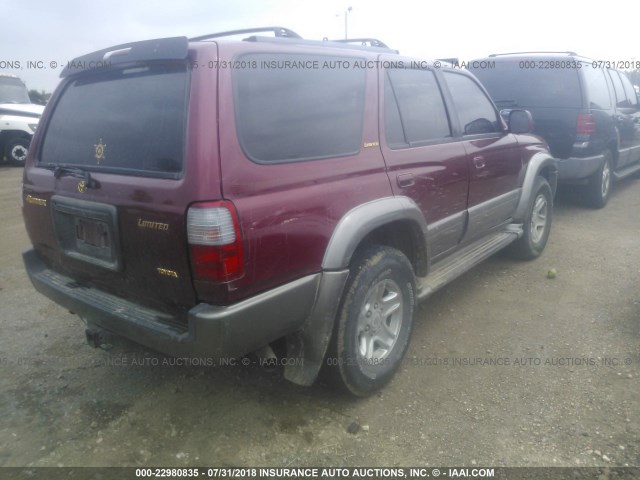 JT3GN87R2Y0172128 - 2000 TOYOTA 4RUNNER LIMITED MAROON photo 4