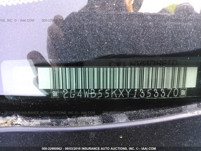 2G4WB55KXY1353370 - 2000 BUICK REGAL LS BLACK photo 9