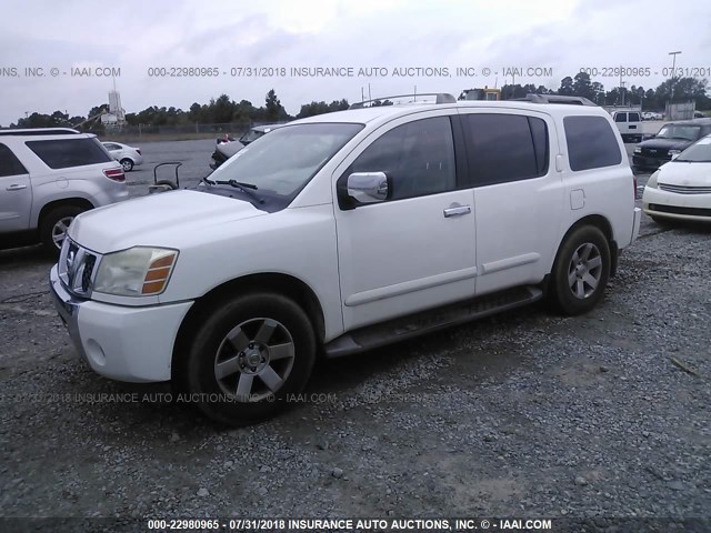 5N1AA08A04N709479 - 2004 NISSAN ARMADA SE/LE WHITE photo 2