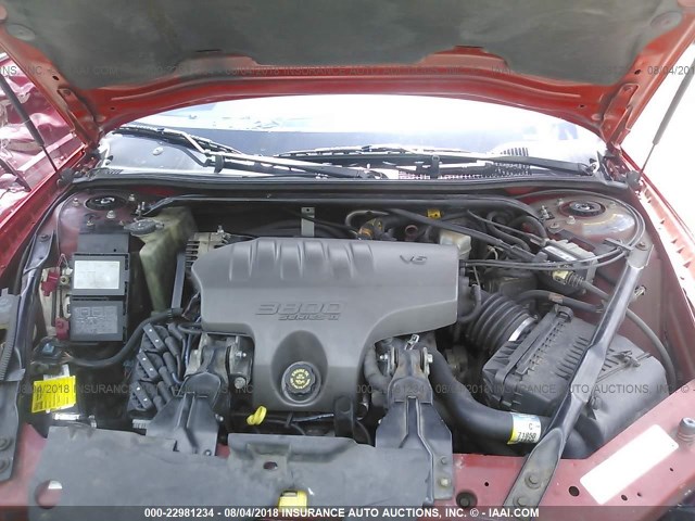 2G1WX15K219332379 - 2001 CHEVROLET MONTE CARLO SS RED photo 10