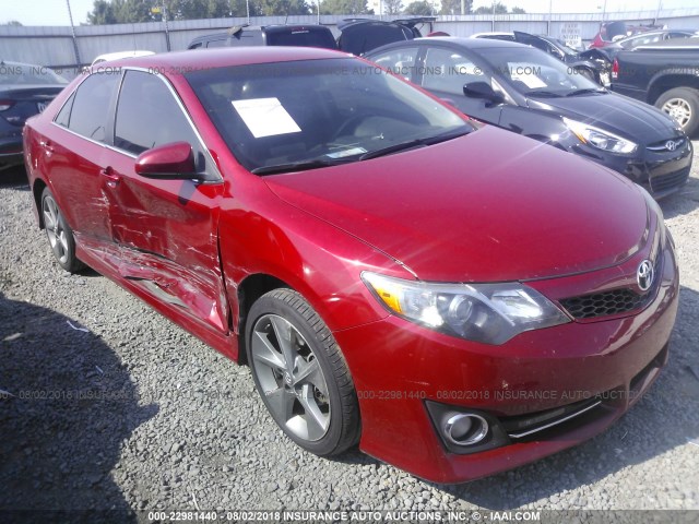 4T1BK1FK7EU543925 - 2014 TOYOTA CAMRY SE/XLE RED photo 1