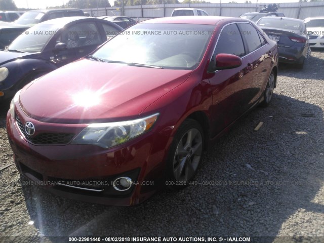 4T1BK1FK7EU543925 - 2014 TOYOTA CAMRY SE/XLE RED photo 2