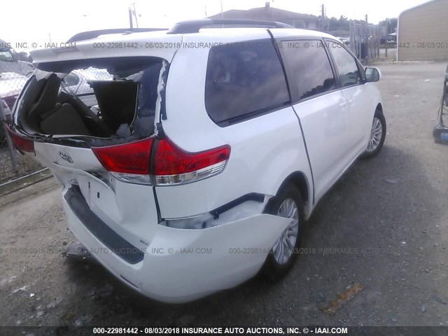 5TDYK3DC6BS022667 - 2011 TOYOTA SIENNA XLE/LIMITED WHITE photo 4