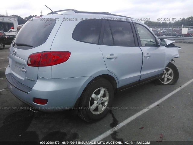 5NMSG13D27H099049 - 2007 HYUNDAI SANTA FE GLS Light Blue photo 4