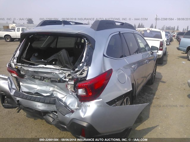 4S4BSANCXJ3239983 - 2018 SUBARU OUTBACK 2.5I LIMITED SILVER photo 4