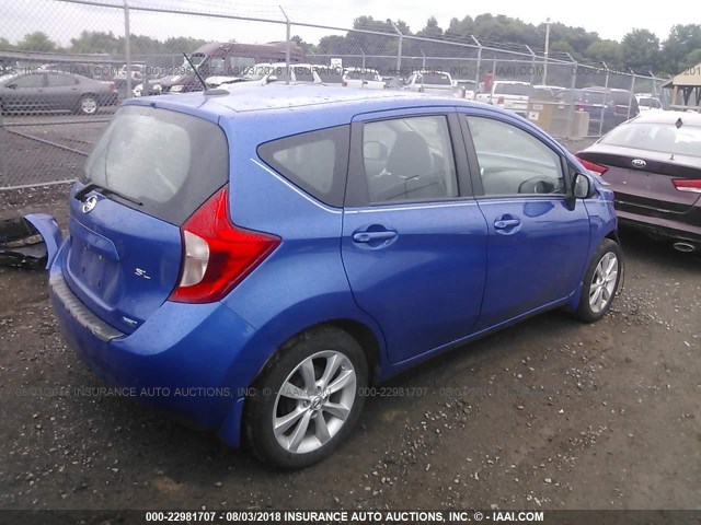 3N1CE2CP2EL430631 - 2014 NISSAN VERSA NOTE S/S PLUS/SV/SL BLUE photo 4